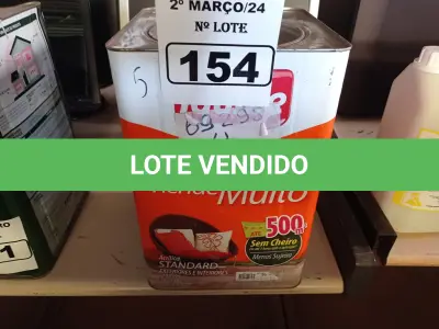 LOTE 154 - 01 LATA DE TINTA IQUINE DELANIL RENDE MUITO 18L FOSCO BASE “M”. (NO ESTADO) ATENÇÃO! FAZER A VISITAÇÃO ANTES DE ARREMATAR, NÃO SABEMOS SE FUNCIONA. LEILÃO NÃO TEM GARANTIA E NEM DEVOLUÇÃO, SUJEITO A POSSÍVEIS AVARIAS VISÍVEIS/OCULTAS E/OU AUSÊNCIA DE COMPONENTES.
