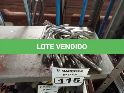 LOTE 115 - 12 GANCHOS EM AÇO INOX. (NO ESTADO) ATENÇÃO! FAZER A VISITAÇÃO ANTES DE ARREMATAR, NÃO SABEMOS SE FUNCIONA. LEILÃO NÃO TEM GARANTIA E NEM DEVOLUÇÃO, SUJEITO A POSSÍVEIS AVARIAS VISÍVEIS/OCULTAS E/OU AUSÊNCIA DE COMPONENTES.
