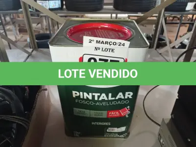 LOTE 077 - 01 LATA DE TINTA IQUINE PINTALAR FOSCO AVELUDADO 18L NA COR PÊSSEGO. (NO ESTADO) ATENÇÃO! FAZER A VISITAÇÃO ANTES DE ARREMATAR, NÃO SABEMOS SE FUNCIONA. LEILÃO NÃO TEM GARANTIA E NEM DEVOLUÇÃO, SUJEITO A POSSÍVEIS AVARIAS VISÍVEIS/OCULTAS E/OU AUSÊNCIA DE COMPONENTES.