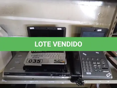 LOTE 035 - 01 APARELHO DE TELEFONE, 01 SWITCH, 01 NETBOOK E 02 APARELHOS DE DVD MARCAS E MODELOS DIVERSOS. (NO ESTADO) ATENÇÃO! FAZER A VISITAÇÃO ANTES DE ARREMATAR, NÃO SABEMOS SE FUNCIONA. LEILÃO NÃO TEM GARANTIA E NEM DEVOLUÇÃO, SUJEITO A POSSÍVEIS AVARIAS VISÍVEIS/OCULTAS E/OU AUSÊNCIA DE COMPONENTES.