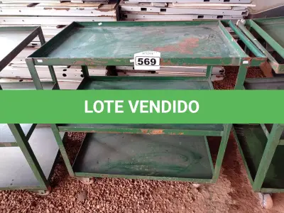 LOTE 569 - 01 CARRINHO DE FERRO COM RODINHAS E 03 BANDEJAS. (NO ESTADO) ATENÇÃO! FAZER A VISITAÇÃO ANTES DE ARREMATAR, NÃO SABEMOS SE FUNCIONA. LEILÃO NÃO TEM GARANTIA E NEM DEVOLUÇÃO, SUJEITO A POSSÍVEIS AVARIAS VISÍVEIS/OCULTAS E/OU AUSÊNCIA DE COMPONENTES.