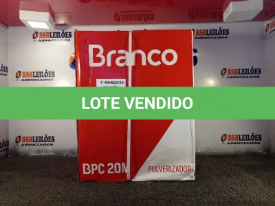 LOTE 010 - 01 PULVERIZADOR COSTAL BPC-20-BRANCO. (NOVO) (NO ESTADO) ATENÇÃO! FAZER A VISITAÇÃO ANTES DE ARREMATAR, NÃO SABEMOS SE FUNCIONA. LEILÃO NÃO TEM GARANTIA E NEM DEVOLUÇÃO, SUJEITO A POSSÍVEIS AVARIAS VISÍVEIS/OCULTAS E/OU AUSÊNCIA DE COMPONENTES.