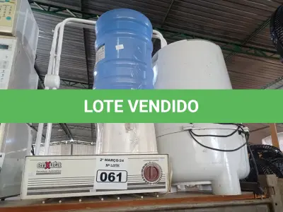 LOTE 061 - 01 CENTRIFUGA, 01 SUPORTE PARA BANHEIRA, 01 SUPORTE PARA GARRAFÃO E 01 SECADORA AUTOMÁTICA. (NO ESTADO) ATENÇÃO! FAZER A VISITAÇÃO ANTES DE ARREMATAR, NÃO SABEMOS SE FUNCIONA. LEILÃO NÃO TEM GARANTIA E NEM DEVOLUÇÃO, SUJEITO A POSSÍVEIS AVARIAS VISÍVEIS/OCULTAS E/OU AUSÊNCIA DE COMPONENTES.