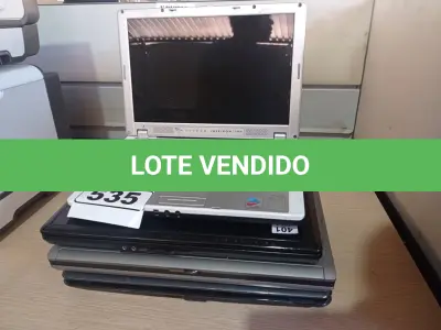 LOTE 535 - 04 NOTEBOOKS PARA RETIRADA DE PEÇAS. (NO ESTADO) ATENÇÃO! FAZER A VISITAÇÃO ANTES DE ARREMATAR, NÃO SABEMOS SE FUNCIONA. LEILÃO NÃO TEM GARANTIA E NEM DEVOLUÇÃO, SUJEITO A POSSÍVEIS AVARIAS VISÍVEIS/OCULTAS E/OU AUSÊNCIA DE COMPONENTES.
