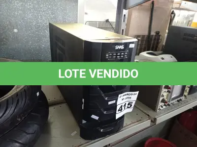 LOTE 415 - 01 NOBREAK MARCA SMS 2200VA. (NO ESTADO) ATENÇÃO! FAZER A VISITAÇÃO ANTES DE ARREMATAR, NÃO SABEMOS SE FUNCIONA. LEILÃO NÃO TEM GARANTIA E NEM DEVOLUÇÃO, SUJEITO A POSSÍVEIS AVARIAS VISÍVEIS/OCULTAS E/OU AUSÊNCIA DE COMPONENTES.