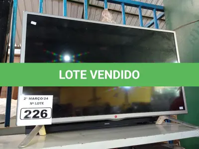 LOTE 226 - 01 TV LG 32” POL PARA RETIRADA DE PEÇAS. (NO ESTADO) ATENÇÃO! FAZER A VISITAÇÃO ANTES DE ARREMATAR, NÃO SABEMOS SE FUNCIONA. LEILÃO NÃO TEM GARANTIA E NEM DEVOLUÇÃO, SUJEITO A POSSÍVEIS AVARIAS VISÍVEIS/OCULTAS E/OU AUSÊNCIA DE COMPONENTES.