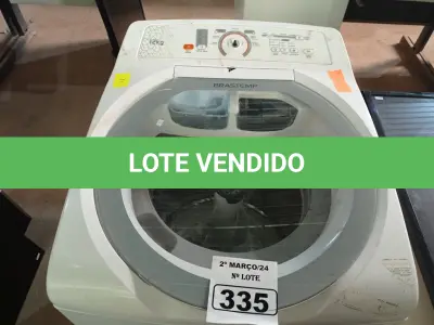 LOTE 335 - 01 MÁQUINA DE LAVAR ROUPAS MARCA BRASTEMP 12KG 220V. (NO ESTADO) ATENÇÃO! FAZER A VISITAÇÃO ANTES DE ARREMATAR, NÃO SABEMOS SE FUNCIONA. LEILÃO NÃO TEM GARANTIA E NEM DEVOLUÇÃO, SUJEITO A POSSÍVEIS AVARIAS VISÍVEIS/OCULTAS E/OU AUSÊNCIA DE COMPONENTES.