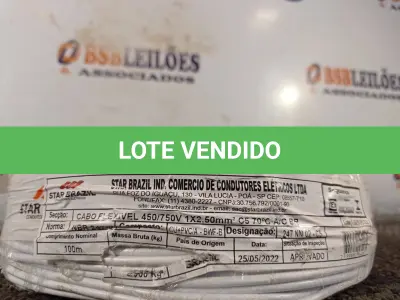 LOTE 190 - 01 ROLO DE CABO FLEXÍVEL 100M 1X2,5MM NA COR BRANCA(NOVO). (NO ESTADO) ATENÇÃO! FAZER A VISITAÇÃO ANTES DE ARREMATAR, NÃO SABEMOS SE FUNCIONA. LEILÃO NÃO TEM GARANTIA E NEM DEVOLUÇÃO, SUJEITO A POSSÍVEIS AVARIAS VISÍVEIS/OCULTAS E/OU AUSÊNCIA DE COMPONENTES.