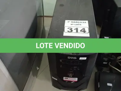 LOTE 314 - 01 NOBREAK MARCA SMS 2200VA. (NO ESTADO) ATENÇÃO! FAZER A VISITAÇÃO ANTES DE ARREMATAR, NÃO SABEMOS SE FUNCIONA. LEILÃO NÃO TEM GARANTIA E NEM DEVOLUÇÃO, SUJEITO A POSSÍVEIS AVARIAS VISÍVEIS/OCULTAS E/OU AUSÊNCIA DE COMPONENTES.