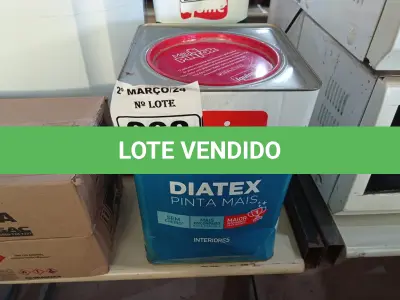 LOTE 268 - 01 LATA DE TINTA IQUINE DIATEX PINTA MAIS 18L FOSCO AVELUDADO NA COR PEROLA. (NO ESTADO) ATENÇÃO! FAZER A VISITAÇÃO ANTES DE ARREMATAR, NÃO SABEMOS SE FUNCIONA. LEILÃO NÃO TEM GARANTIA E NEM DEVOLUÇÃO, SUJEITO A POSSÍVEIS AVARIAS VISÍVEIS/OCULTAS E/OU AUSÊNCIA DE COMPONENTES.