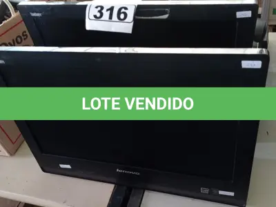 LOTE 316 - 02 COMPUTADORES ALL IN ONE MARCAS LENOVO PARA RETIRADA DE PEÇAS. (NO ESTADO) ATENÇÃO! FAZER A VISITAÇÃO ANTES DE ARREMATAR, NÃO SABEMOS SE FUNCIONA. LEILÃO NÃO TEM GARANTIA E NEM DEVOLUÇÃO, SUJEITO A POSSÍVEIS AVARIAS VISÍVEIS/OCULTAS E/OU AUSÊNCIA DE COMPONENTES.