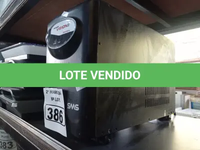 LOTE 386 - 01 NOBREAK MARCA SMS 2200VA. (NO ESTADO) ATENÇÃO! FAZER A VISITAÇÃO ANTES DE ARREMATAR, NÃO SABEMOS SE FUNCIONA. LEILÃO NÃO TEM GARANTIA E NEM DEVOLUÇÃO, SUJEITO A POSSÍVEIS AVARIAS VISÍVEIS/OCULTAS E/OU AUSÊNCIA DE COMPONENTES.
