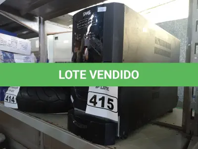 LOTE 415 - 01 NOBREAK MARCA SMS 2200VA. (NO ESTADO) ATENÇÃO! FAZER A VISITAÇÃO ANTES DE ARREMATAR, NÃO SABEMOS SE FUNCIONA. LEILÃO NÃO TEM GARANTIA E NEM DEVOLUÇÃO, SUJEITO A POSSÍVEIS AVARIAS VISÍVEIS/OCULTAS E/OU AUSÊNCIA DE COMPONENTES.