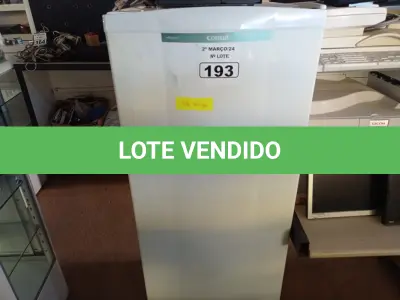 LOTE 193 - 01 GELADEIRA MARCA CÔNSUL 220V. (NO ESTADO) ATENÇÃO! FAZER A VISITAÇÃO ANTES DE ARREMATAR, NÃO SABEMOS SE FUNCIONA. LEILÃO NÃO TEM GARANTIA E NEM DEVOLUÇÃO, SUJEITO A POSSÍVEIS AVARIAS VISÍVEIS/OCULTAS E/OU AUSÊNCIA DE COMPONENTES.