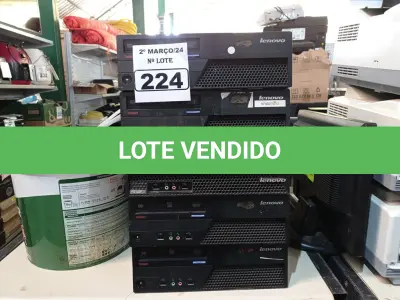 LOTE 224 - 05 CPU’S MARCAS LENOVO PARA RETIRADA DE PEÇAS. (NO ESTADO) ATENÇÃO! FAZER A VISITAÇÃO ANTES DE ARREMATAR, NÃO SABEMOS SE FUNCIONA. LEILÃO NÃO TEM GARANTIA E NEM DEVOLUÇÃO, SUJEITO A POSSÍVEIS AVARIAS VISÍVEIS/OCULTAS E/OU AUSÊNCIA DE COMPONENTES.