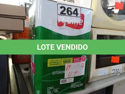 LOTE 264 - 01 LATA DE TINTA IQUINE DIAPISO NA COR VERMELHA. (NO ESTADO) ATENÇÃO! FAZER A VISITAÇÃO ANTES DE ARREMATAR, NÃO SABEMOS SE FUNCIONA. LEILÃO NÃO TEM GARANTIA E NEM DEVOLUÇÃO, SUJEITO A POSSÍVEIS AVARIAS VISÍVEIS/OCULTAS E/OU AUSÊNCIA DE COMPONENTES.