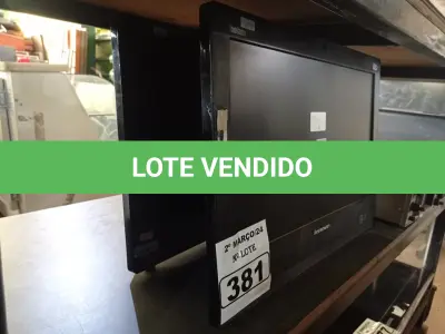 LOTE 381 - 02 COMPUTADORES ALL IN ONE MARCAS LENOVO PARA RETIRADA DE PEÇAS. (NO ESTADO) ATENÇÃO! FAZER A VISITAÇÃO ANTES DE ARREMATAR, NÃO SABEMOS SE FUNCIONA. LEILÃO NÃO TEM GARANTIA E NEM DEVOLUÇÃO, SUJEITO A POSSÍVEIS AVARIAS VISÍVEIS/OCULTAS E/OU AUSÊNCIA DE COMPONENTES.