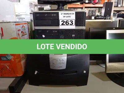 LOTE 263 - 02 IMPRESSORAS, 02 CPU’S, 02 TECLADOS E 02 MONITORES MARCAS E MODELOS DIVERSOS. (NO ESTADO) ATENÇÃO! FAZER A VISITAÇÃO ANTES DE ARREMATAR, NÃO SABEMOS SE FUNCIONA. LEILÃO NÃO TEM GARANTIA E NEM DEVOLUÇÃO, SUJEITO A POSSÍVEIS AVARIAS VISÍVEIS/OCULTAS E/OU AUSÊNCIA DE COMPONENTES.