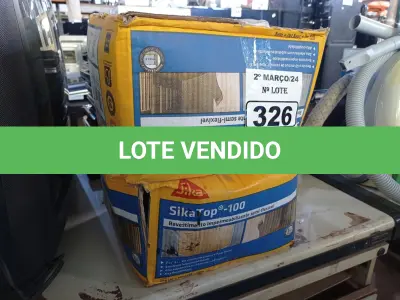LOTE 326 - 02 CAIXAS DE SIKA TOP-100, REVESTIMENTO IMPERMEABILIZANTE SEMI-FLEXIVEL. (NO ESTADO) ATENÇÃO! FAZER A VISITAÇÃO ANTES DE ARREMATAR, NÃO SABEMOS SE FUNCIONA. LEILÃO NÃO TEM GARANTIA E NEM DEVOLUÇÃO, SUJEITO A POSSÍVEIS AVARIAS VISÍVEIS/OCULTAS E/OU AUSÊNCIA DE COMPONENTES.
