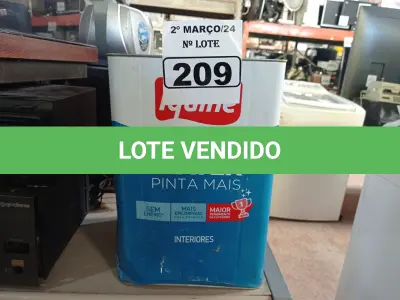 LOTE 209 - 01 LATA DE TINTA IQUINE DIATEX PINTA MAIS 18L FOSCO BASE “P”. (NO ESTADO) ATENÇÃO! FAZER A VISITAÇÃO ANTES DE ARREMATAR, NÃO SABEMOS SE FUNCIONA. LEILÃO NÃO TEM GARANTIA E NEM DEVOLUÇÃO, SUJEITO A POSSÍVEIS AVARIAS VISÍVEIS/OCULTAS E/OU AUSÊNCIA DE COMPONENTES.