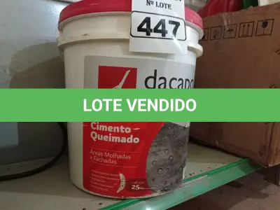LOTE 447 - 01 BALDE DE CIMENTO QUEIMADO DACAPÓ 25KG. (NO ESTADO) ATENÇÃO! FAZER A VISITAÇÃO ANTES DE ARREMATAR, NÃO SABEMOS SE FUNCIONA. LEILÃO NÃO TEM GARANTIA E NEM DEVOLUÇÃO, SUJEITO A POSSÍVEIS AVARIAS VISÍVEIS/OCULTAS E/OU AUSÊNCIA DE COMPONENTES.