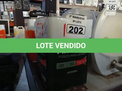 LOTE 202 - 01 LATA DE TINTA IQUINE PINTALAR FOSCO AVELUDADO 18L NA COR VERDE PISCINA. (NO ESTADO) ATENÇÃO! FAZER A VISITAÇÃO ANTES DE ARREMATAR, NÃO SABEMOS SE FUNCIONA. LEILÃO NÃO TEM GARANTIA E NEM DEVOLUÇÃO, SUJEITO A POSSÍVEIS AVARIAS VISÍVEIS/OCULTAS E/OU AUSÊNCIA DE COMPONENTES.