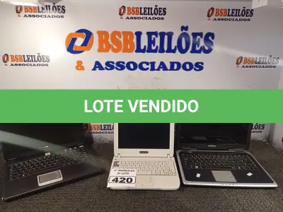 LOTE 420 - 02 NOTEBOOK’S E 01 NETBOOK MARCAS E MODELOS DIVERSOS PARA RETIRADA DE PEÇAS. (NO ESTADO) ATENÇÃO! FAZER A VISITAÇÃO ANTES DE ARREMATAR, NÃO SABEMOS SE FUNCIONA. LEILÃO NÃO TEM GARANTIA E NEM DEVOLUÇÃO, SUJEITO A POSSÍVEIS AVARIAS VISÍVEIS/OCULTAS E/OU AUSÊNCIA DE COMPONENTES.