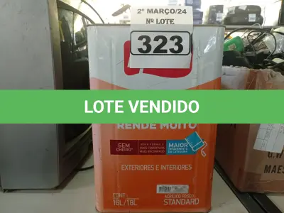 LOTE 323 - 01 LATA DE TINTA IQUINE DELANIL RENDE MUITO 18L FOSCO BASE “M”. (NO ESTADO) ATENÇÃO! FAZER A VISITAÇÃO ANTES DE ARREMATAR, NÃO SABEMOS SE FUNCIONA. LEILÃO NÃO TEM GARANTIA E NEM DEVOLUÇÃO, SUJEITO A POSSÍVEIS AVARIAS VISÍVEIS/OCULTAS E/OU AUSÊNCIA DE COMPONENTES.