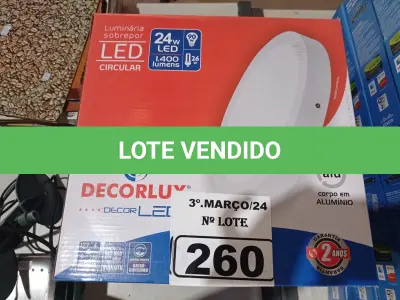 LOTE 260 - 06 PAINÉIS DE LED SOBREPOR CIRCULAR 24W 220V1400 LUMENS DECORLUX (NOVO). (NO ESTADO) ATENÇÃO! FAZER A VISITAÇÃO ANTES DE ARREMATAR, NÃO SABEMOS SE FUNCIONA. LEILÃO NÃO TEM GARANTIA E NEM DEVOLUÇÃO, SUJEITO A POSSÍVEIS AVARIAS VISÍVEIS/OCULTAS E/OU AUSÊNCIA DE COMPONENTES.
