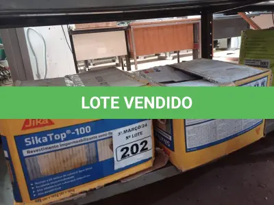 LOTE 202 - 02 CAIXAS DE SIKA TOP-100, REVESTIMENTO IMPERMEABILIZANTE SEMI-FLEXIVEL 18KG. (NO ESTADO) ATENÇÃO! FAZER A VISITAÇÃO ANTES DE ARREMATAR, NÃO SABEMOS SE FUNCIONA. LEILÃO NÃO TEM GARANTIA E NEM DEVOLUÇÃO, SUJEITO A POSSÍVEIS AVARIAS VISÍVEIS/OCULTAS E/OU AUSÊNCIA DE COMPONENTES.