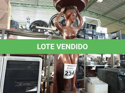 LOTE 234 - 01 VASO DE BARRO E 01 ESCULTURA EM MADEIRA. (NO ESTADO) ATENÇÃO! FAZER A VISITAÇÃO ANTES DE ARREMATAR, NÃO SABEMOS SE FUNCIONA. LEILÃO NÃO TEM GARANTIA E NEM DEVOLUÇÃO, SUJEITO A POSSÍVEIS AVARIAS VISÍVEIS/OCULTAS E/OU AUSÊNCIA DE COMPONENTES.