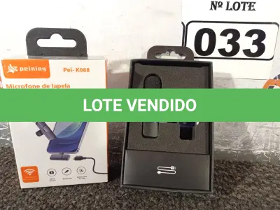 LOTE 033 - 02 MICROFONES DE LAPELA. (NO ESTADO) ATENÇÃO! FAZER A VISITAÇÃO ANTES DE ARREMATAR, NÃO SABEMOS SE FUNCIONA. LEILÃO NÃO TEM GARANTIA E NEM DEVOLUÇÃO, SUJEITO A POSSÍVEIS AVARIAS VISÍVEIS/OCULTAS E/OU AUSÊNCIA DE COMPONENTES.
