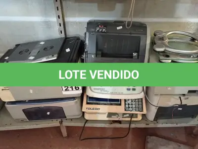 LOTE 216 - 01 CENTRAL TELEFÔNICA, 03 BALANÇAS DIGITAIS, 02 BALANÇAS DE USO DOMÉSTICO E 04 IMPRESSORAS MARCAS E MODELOS DIVERSOS.  (NO ESTADO) ATENÇÃO! FAZER A VISITAÇÃO ANTES DE ARREMATAR, NÃO SABEMOS SE FUNCIONA. LEILÃO NÃO TEM GARANTIA E NEM DEVOLUÇÃO, SUJEITO A POSSÍVEIS AVARIAS VISÍVEIS/OCULTAS E/OU AUSÊNCIA DE COMPONENTES.