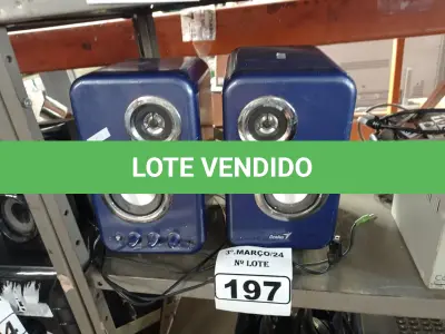 LOTE 197 - 02 CAIXAS DE SOM PARA PC. (NO ESTADO) ATENÇÃO! FAZER A VISITAÇÃO ANTES DE ARREMATAR, NÃO SABEMOS SE FUNCIONA. LEILÃO NÃO TEM GARANTIA E NEM DEVOLUÇÃO, SUJEITO A POSSÍVEIS AVARIAS VISÍVEIS/OCULTAS E/OU AUSÊNCIA DE COMPONENTES.