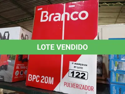 LOTE 122 - 01 PULVERIZADOR COSTAL BPC20 BRANCO. (NO ESTADO) ATENÇÃO! FAZER A VISITAÇÃO ANTES DE ARREMATAR, NÃO SABEMOS SE FUNCIONA. LEILÃO NÃO TEM GARANTIA E NEM DEVOLUÇÃO, SUJEITO A POSSÍVEIS AVARIAS VISÍVEIS/OCULTAS E/OU AUSÊNCIA DE COMPONENTES.