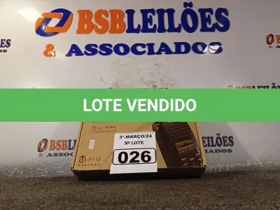 LOTE 026 - 01 RÁDIO COMUNICADOR. (NO ESTADO) ATENÇÃO! FAZER A VISITAÇÃO ANTES DE ARREMATAR, NÃO SABEMOS SE FUNCIONA. LEILÃO NÃO TEM GARANTIA E NEM DEVOLUÇÃO, SUJEITO A POSSÍVEIS AVARIAS VISÍVEIS/OCULTAS E/OU AUSÊNCIA DE COMPONENTES.