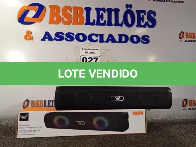 LOTE 027 - 01 CAIXA DE SOM BLUETOOTH. (NO ESTADO) ATENÇÃO! FAZER A VISITAÇÃO ANTES DE ARREMATAR, NÃO SABEMOS SE FUNCIONA. LEILÃO NÃO TEM GARANTIA E NEM DEVOLUÇÃO, SUJEITO A POSSÍVEIS AVARIAS VISÍVEIS/OCULTAS E/OU AUSÊNCIA DE COMPONENTES.