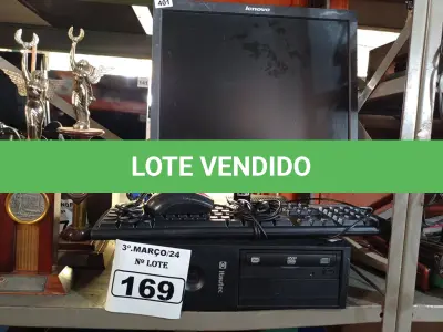LOTE 169 - 01 PC COMPLETO COM WIN10. (NO ESTADO) ATENÇÃO! FAZER A VISITAÇÃO ANTES DE ARREMATAR, NÃO SABEMOS SE FUNCIONA. LEILÃO NÃO TEM GARANTIA E NEM DEVOLUÇÃO, SUJEITO A POSSÍVEIS AVARIAS VISÍVEIS/OCULTAS E/OU AUSÊNCIA DE COMPONENTES.