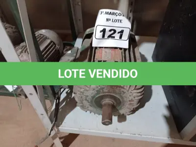 LOTE 121 - 01 MOTOR ELÉTRICO. (NO ESTADO) ATENÇÃO! FAZER A VISITAÇÃO ANTES DE ARREMATAR, NÃO SABEMOS SE FUNCIONA. LEILÃO NÃO TEM GARANTIA E NEM DEVOLUÇÃO, SUJEITO A POSSÍVEIS AVARIAS VISÍVEIS/OCULTAS E/OU AUSÊNCIA DE COMPONENTES.