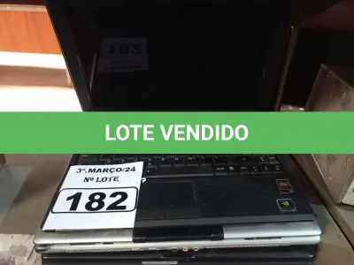 LOTE 182 - 03 NOTEBOOK’S MARCAS E MODELOS DIVERSOS PARA RETIRADA DE PEÇAS. (NO ESTADO) ATENÇÃO! FAZER A VISITAÇÃO ANTES DE ARREMATAR, NÃO SABEMOS SE FUNCIONA. LEILÃO NÃO TEM GARANTIA E NEM DEVOLUÇÃO, SUJEITO A POSSÍVEIS AVARIAS VISÍVEIS/OCULTAS E/OU AUSÊNCIA DE COMPONENTES.