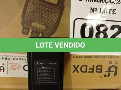 LOTE 082 - 12 BATERIAS PARA RÁDIO COMUNICADOR MODELO BF P-118. (NO ESTADO) ATENÇÃO! FAZER A VISITAÇÃO ANTES DE ARREMATAR, NÃO SABEMOS SE FUNCIONA. LEILÃO NÃO TEM GARANTIA E NEM DEVOLUÇÃO, SUJEITO A POSSÍVEIS AVARIAS VISÍVEIS/OCULTAS E/OU AUSÊNCIA DE COMPONENTES.