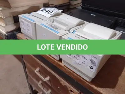 LOTE 249 - 03 IMPRESSORAS DE CUPOM. (NO ESTADO) ATENÇÃO! FAZER A VISITAÇÃO ANTES DE ARREMATAR, NÃO SABEMOS SE FUNCIONA. LEILÃO NÃO TEM GARANTIA E NEM DEVOLUÇÃO, SUJEITO A POSSÍVEIS AVARIAS VISÍVEIS/OCULTAS E/OU AUSÊNCIA DE COMPONENTES.