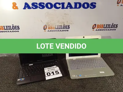 LOTE 015 - 02 NETBOOK’S MARCAS E MODELOS DIVERSOS. (NO ESTADO) ATENÇÃO! FAZER A VISITAÇÃO ANTES DE ARREMATAR, NÃO SABEMOS SE FUNCIONA. LEILÃO NÃO TEM GARANTIA E NEM DEVOLUÇÃO, SUJEITO A POSSÍVEIS AVARIAS VISÍVEIS/OCULTAS E/OU AUSÊNCIA DE COMPONENTES.