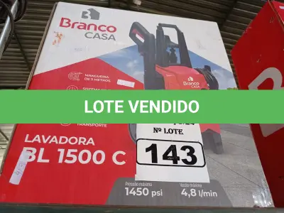 LOTE 143 - 01 LAVADORA DE ALTA PRESSÃO 1500W 220V MARCA BRANCO. (NO ESTADO) ATENÇÃO! FAZER A VISITAÇÃO ANTES DE ARREMATAR, NÃO SABEMOS SE FUNCIONA. LEILÃO NÃO TEM GARANTIA E NEM DEVOLUÇÃO, SUJEITO A POSSÍVEIS AVARIAS VISÍVEIS/OCULTAS E/OU AUSÊNCIA DE COMPONENTES.
