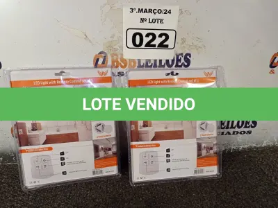 LOTE 022 - 02 KIT’S DE LÂMPADAS DE LED COM CONTROLE REMOTO. (NO ESTADO) ATENÇÃO! FAZER A VISITAÇÃO ANTES DE ARREMATAR, NÃO SABEMOS SE FUNCIONA. LEILÃO NÃO TEM GARANTIA E NEM DEVOLUÇÃO, SUJEITO A POSSÍVEIS AVARIAS VISÍVEIS/OCULTAS E/OU AUSÊNCIA DE COMPONENTES.