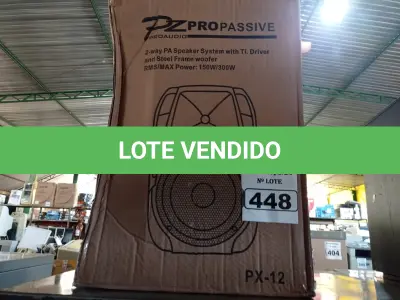 LOTE 448 - 01 CAIXA DE SOM PZ PROPASSIVE PRO ÁUDIO PX-12 (NOVA). (NO ESTADO) ATENÇÃO! FAZER A VISITAÇÃO ANTES DE ARREMATAR, NÃO SABEMOS SE FUNCIONA. LEILÃO NÃO TEM GARANTIA E NEM DEVOLUÇÃO, SUJEITO A POSSÍVEIS AVARIAS VISÍVEIS/OCULTAS E/OU AUSÊNCIA DE COMPONENTES.