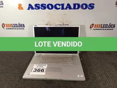 LOTE 366 - 01 MACBOOK PARA RETIRADA DE PEÇAS. (NO ESTADO) ATENÇÃO! FAZER A VISITAÇÃO ANTES DE ARREMATAR, NÃO SABEMOS SE FUNCIONA. LEILÃO NÃO TEM GARANTIA E NEM DEVOLUÇÃO, SUJEITO A POSSÍVEIS AVARIAS VISÍVEIS/OCULTAS E/OU AUSÊNCIA DE COMPONENTES.