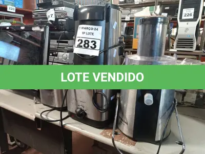 LOTE 283 - 02 JUICER E 02 FRITADEIRAS ELÉTRICAS. (NO ESTADO) ATENÇÃO! FAZER A VISITAÇÃO ANTES DE ARREMATAR, NÃO SABEMOS SE FUNCIONA. LEILÃO NÃO TEM GARANTIA E NEM DEVOLUÇÃO, SUJEITO A POSSÍVEIS AVARIAS VISÍVEIS/OCULTAS E/OU AUSÊNCIA DE COMPONENTES.
