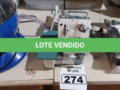 LOTE 274 - 01 MÁQUINA DE COSTURA COM MOTOR. (NO ESTADO) ATENÇÃO! FAZER A VISITAÇÃO ANTES DE ARREMATAR, NÃO SABEMOS SE FUNCIONA. LEILÃO NÃO TEM GARANTIA E NEM DEVOLUÇÃO, SUJEITO A POSSÍVEIS AVARIAS VISÍVEIS/OCULTAS E/OU AUSÊNCIA DE COMPONENTES.