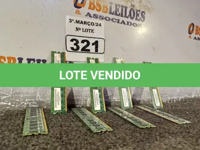LOTE 321 - 08 PENTES DE MEMÓRIA PARA SERVIDOR PC2-5300 ECC. (NO ESTADO) ATENÇÃO! FAZER A VISITAÇÃO ANTES DE ARREMATAR, NÃO SABEMOS SE FUNCIONA. LEILÃO NÃO TEM GARANTIA E NEM DEVOLUÇÃO, SUJEITO A POSSÍVEIS AVARIAS VISÍVEIS/OCULTAS E/OU AUSÊNCIA DE COMPONENTES.